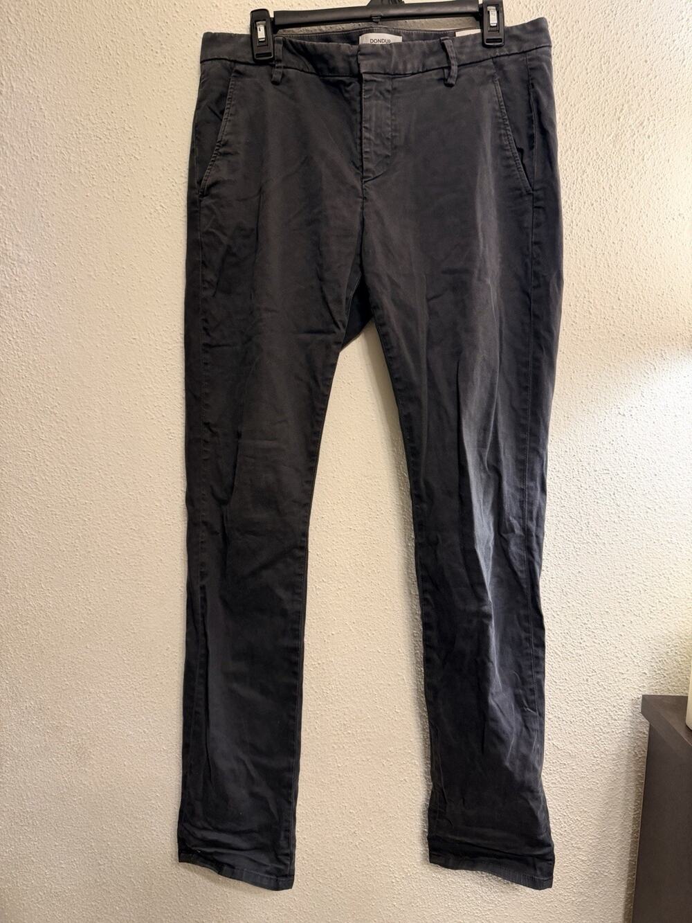 Dondup Mens 33 Gray Stretch Chino Pants Made Italy Slim Fit 33x30